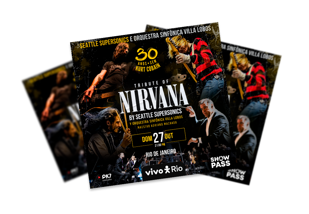 Peças estáticas da campanha Tribute of Nirvana para redes sociais